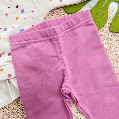 Conj. Casaco Ursinha Fofinha e Calça Legging - Areia e Uva